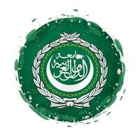 Round grunge flag of Arab League with splashes in flag color. vector