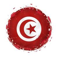 Round grunge flag of Tunisia with splashes in flag color. vector