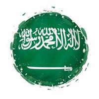 Round grunge flag of Saudi Arabia with splashes in flag color. vector