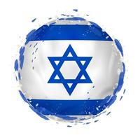 Round grunge flag of Israel with splashes in flag color. vector