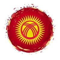 Round grunge flag of Kyrgyzstan with splashes in flag color. vector