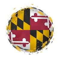 Round grunge flag of Maryland US state with splashes in flag color. vector