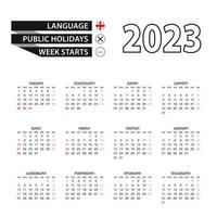 2023 calendar in Georgian language, week starts from Sunday. vector