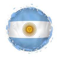 Round grunge flag of Argentina with splashes in flag color. vector