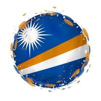 Round grunge flag of Marshall Islands with splashes in flag color. vector