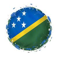 Round grunge flag of Solomon Islands with splashes in flag color. vector