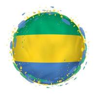 Round grunge flag of Gabon with splashes in flag color. vector