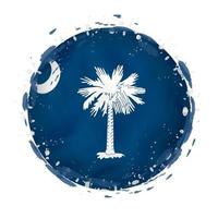 Round grunge flag of South Carolina US state with splashes in flag color. vector