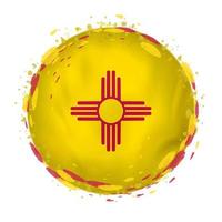 Round grunge flag of New Mexico US state with splashes in flag color. vector