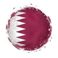 Round grunge flag of Qatar with splashes in flag color. vector