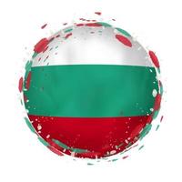 Round grunge flag of Bulgaria with splashes in flag color. vector