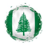 Round grunge flag of Norfolk Island with splashes in flag color. vector