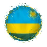 Round grunge flag of Rwanda with splashes in flag color. vector