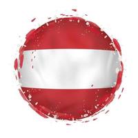 Round grunge flag of Austria with splashes in flag color. vector