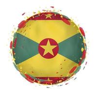 Round grunge flag of Grenada with splashes in flag color. vector