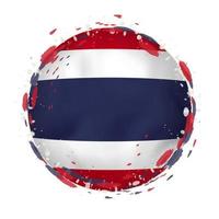 Round grunge flag of Thailand with splashes in flag color. vector