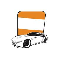 automotor coche estilo logo diseño con concepto Deportes vehículo icono silueta en blanco antecedentes. vector ilustración.