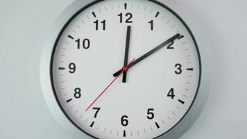 Close-up shot of a white clock face moving in time. video