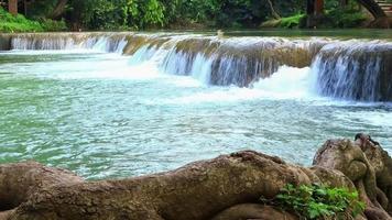 cascade de chet sao noi belle cascade de forêt profonde et lumière du soleil du matin en thaïlande video