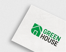 Green house logo mock-up on white business card psd