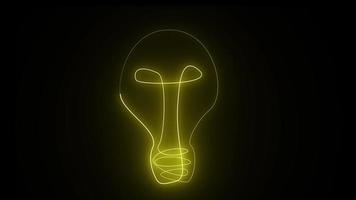 Licht Birne Neon- mit Elektrizität auf schwarz Hintergrund. video