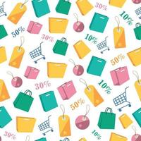 Flat Seamless shopping icon pattern design vector