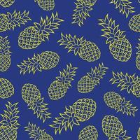 Seamless pattern with stylized pineapples on a blue background. vector