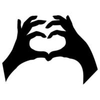 manos en corazón forma, gesto detallado negro silueta aislado en blanco antecedentes. brazos símbolo de amar, romántico. vector ilustración