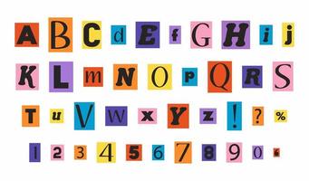 Clipping alphabet in y2k, 90s style vector