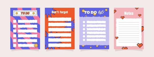 Set of to do lists and note papers vector