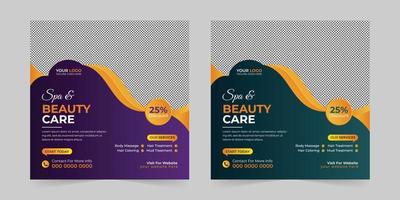 Modern Spa Beauty Center social media post, Digital marketing promotion ads sales and discount web banner vector template design