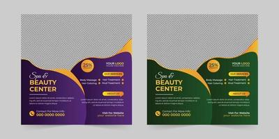 Modern Spa Beauty Center social media post, Digital marketing promotion ads sales and discount web banner vector template design