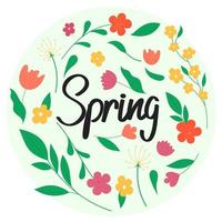 Spring background with flowers. Spring card with flowers. Spring lettering. vector