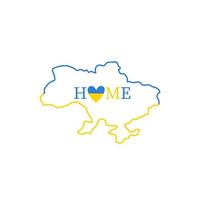 Ukraine map outline. Home. Ukrainian flag. Vector