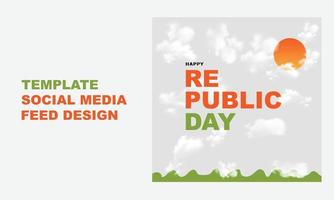 Happy republic day of india of illustration social media instagram post design vector