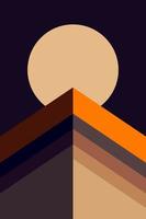 Abstract poster with a sunny sunset in the desert. Geometric banner template. vector