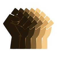 Clenched fists with different skin colors. Symbol of struggle. Black lives matter vector