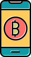 en línea bitcoin pago vector icono