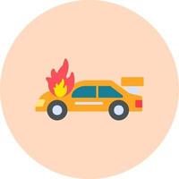 Accident Car In Fire Vector Icon