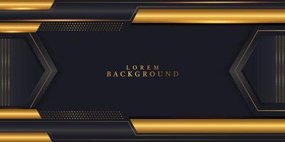 Abstract black and gold geometric background with gold line vector