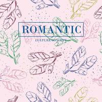 romantic lettering with leaf abstract pattern seamless vector print