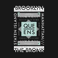 brooklyn manhattan new york text frame graphic typography t shirt vector