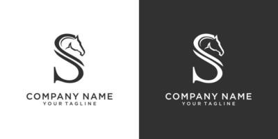 letra inicial s con concepto de diseño de logotipo de vector de caballo.