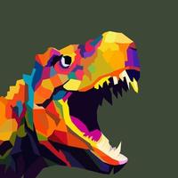 dinosaurio cabeza, tirano saurio Rex dibujado utilizando wpap Arte estilo, popular arte, vector ilustración.