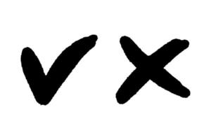 Tick and cross  signs. Checkmark OK and X icons. vector