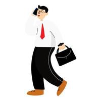 business man was holding phone and calling with carryng a bag, office people vector