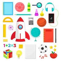 back to school set cute icon object, set school tools vector