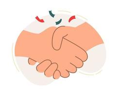 A handshake in a deal. The concept of a business idea, startup, organization, brainstorming. Vector illustration isolated on a white background