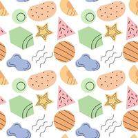 Geometric memphis seamless pattern shapes colorful pastel shades. Childish print for textiles. vector