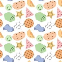 Geometric memphis seamless pattern shapes colorful pastel shades. Childish print for textiles. vector